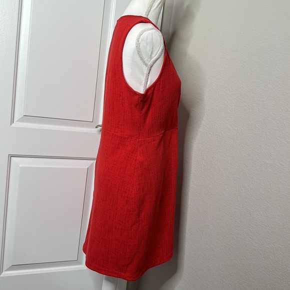 Madewell Texture & Thread Crosshatch Side-Tie Red Dress Size M Faux Wrap V Neck - Picture 5 of 9